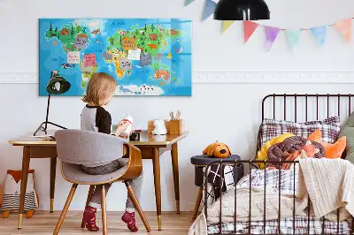Magnetinė rašymo lenta su animacinio žemėlapio dizainu