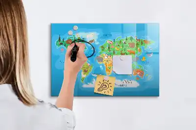 Magnetinė rašymo lenta su animacinio žemėlapio dizainu