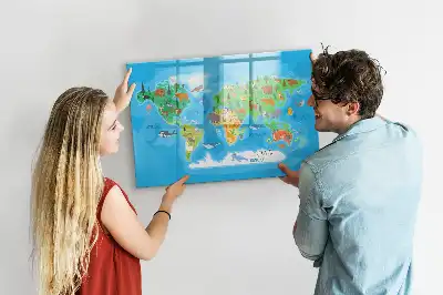 Magnetinė rašymo lenta su animacinio žemėlapio dizainu