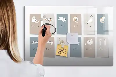 Magnetinė piešimo lenta su kačių kalendoriaus motyvu
