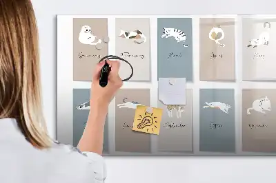 Magnetinė piešimo lenta su kačių kalendoriaus motyvu