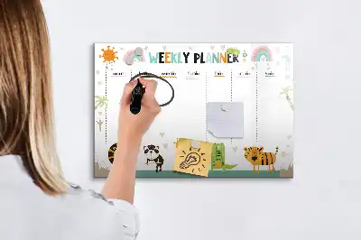 Magnetinė rašymo lenta su gyvūnų motyvais ir savaitės planuokliu