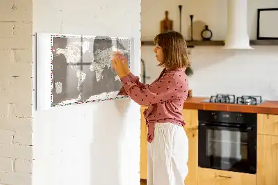 Magnetinė rašymo lenta rudo pasaulio žemėlapio dizaino