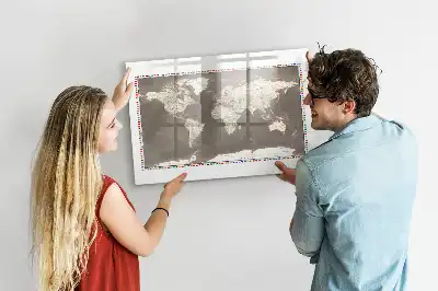 Magnetinė rašymo lenta rudo pasaulio žemėlapio dizaino