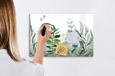 Magnetinė rašymo lenta su akvarelinių lapų dizainu