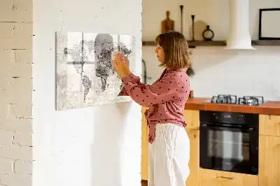 Magnetinė piešimo lenta su laikraštinio pasaulio žemėlapio motyvu
