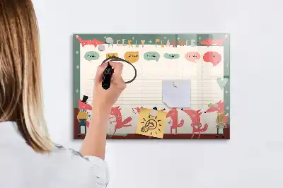 Magnetinė rašymo lenta vaikiškas savaitės planuoklis