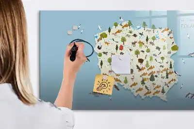 Magnetinė rašymo lenta su Lenkijos gyvūnų žemėlapiu