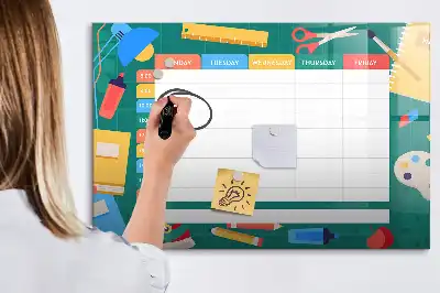 Magnetinė rašymo lenta su pamokų tvarkaraščiu