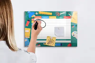 Magnetinė rašymo lenta su pamokų tvarkaraščiu