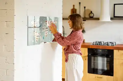 Magnetinė rašymo lenta pasaulio žemėlapis su gyvūnais