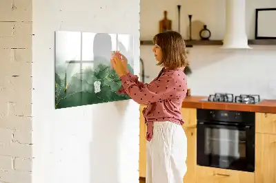 Magnetinė rašymo lenta su lapo abstrakcijos motyvu