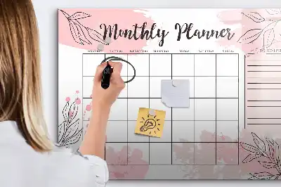 Magnetinė piešimo lenta rožinis mėnesio planuoklis