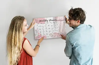 Magnetinė piešimo lenta rožinis mėnesio planuoklis