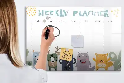 Magnetinė rašymo lenta vaikiškas savaitės planuoklis