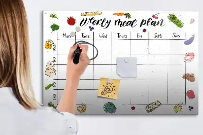 Magnetinė rašymo lenta su savaitės valgiaraščio planuokliu