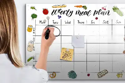 Magnetinė rašymo lenta su savaitės valgiaraščio planuokliu
