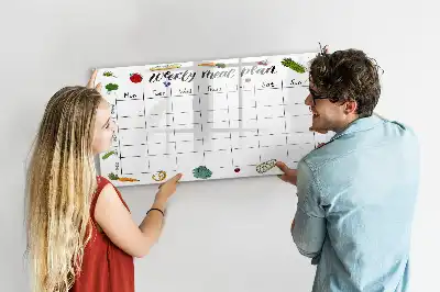 Magnetinė rašymo lenta su savaitės valgiaraščio planuokliu