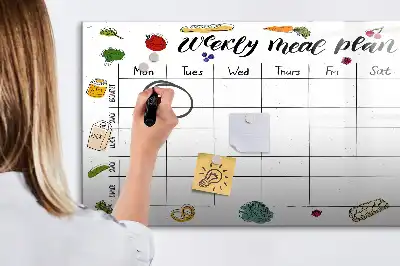 Magnetinė rašymo lenta su savaitės valgiaraščio planuokliu