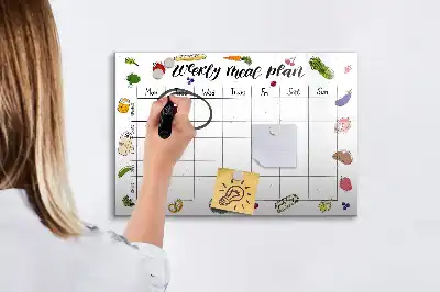 Magnetinė rašymo lenta su savaitės valgiaraščio planuokliu