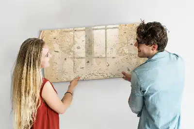 Magnetinė rašymo lenta su senovinio pasaulio žemėlapio motyvu