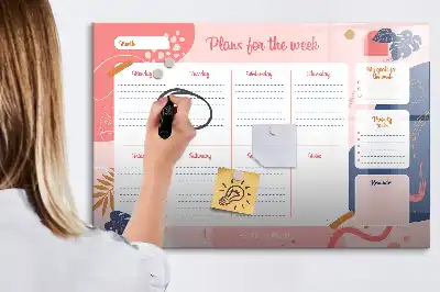 Magnetinė rašymo lenta savaitės planuoklis