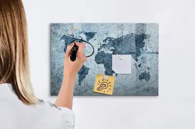 Magnetinė piešimo lenta su nupieštu pasaulio žemėlapio motyvu