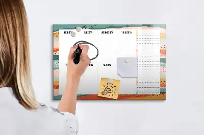 Magnetinė piešimo lenta retro stiliaus savaitės planuoklis