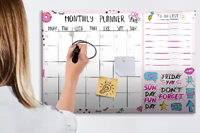 Magnetinė rašymo lenta mėnesio planuoklis