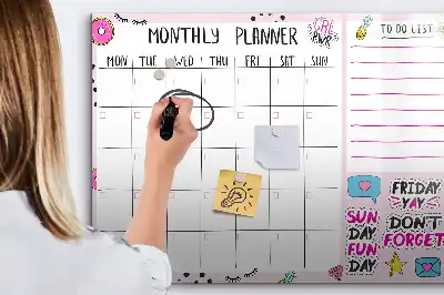 Magnetinė rašymo lenta mėnesio planuoklis