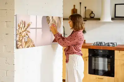 Magnetinė rašymo lenta auksiniais tropiniais lapais