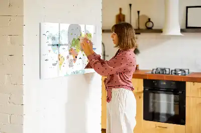 Magnetinė piešimo lenta pasaulio žemėlapis su gyvūnais