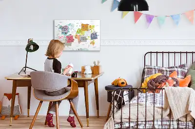 Magnetinė piešimo lenta pasaulio žemėlapis su gyvūnais