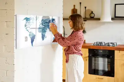 Magnetinė rašymo lenta pasaulio žemėlapio dizaino