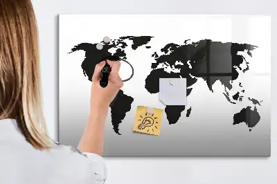Magnetinė rašymo lenta juodas pasaulio žemėlapis