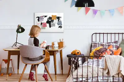 Magnetinė rašymo lenta juodas pasaulio žemėlapis