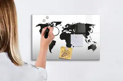 Magnetinė rašymo lenta juodas pasaulio žemėlapis
