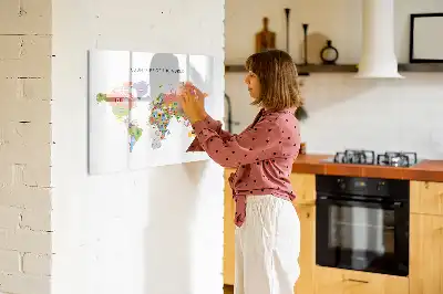 Magnetinė rašymo lenta žemėlapis su vėliavomis
