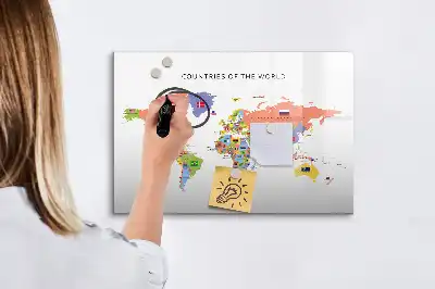 Magnetinė rašymo lenta žemėlapis su vėliavomis