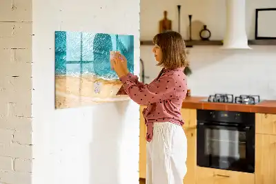 Magnetinė piešimo lenta su žmonių paplūdimyje iliustracija