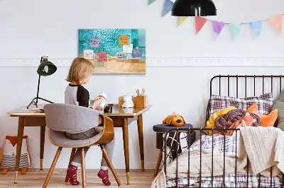 Magnetinė piešimo lenta su žmonių paplūdimyje iliustracija
