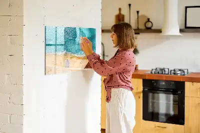 Magnetinė piešimo lenta su žmonių paplūdimyje iliustracija