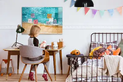 Magnetinė piešimo lenta su žmonių paplūdimyje iliustracija