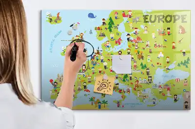 Magnetinė piešimo lenta su pasaulio žemėlapiu ir vėliavomis