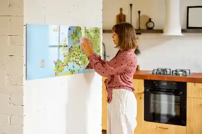 Magnetinė piešimo lenta su pasaulio žemėlapiu ir vėliavomis