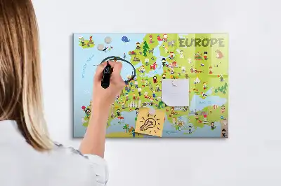 Magnetinė piešimo lenta su pasaulio žemėlapiu ir vėliavomis