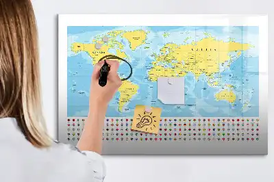 Magnetinė rašymo lenta pasaulio žemėlapis