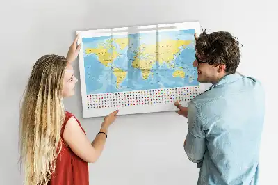 Magnetinė rašymo lenta pasaulio žemėlapis
