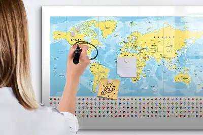 Magnetinė rašymo lenta pasaulio žemėlapis