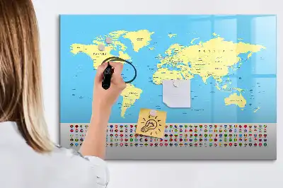 Magnetinė piešimo lenta klasikinis pasaulio žemėlapis